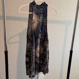 Free People Navy and Cream Backless Dress